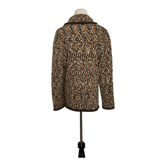 Caroll Reed Button Up Brown Tweed Cardigan Size X - Picture 8 of 9